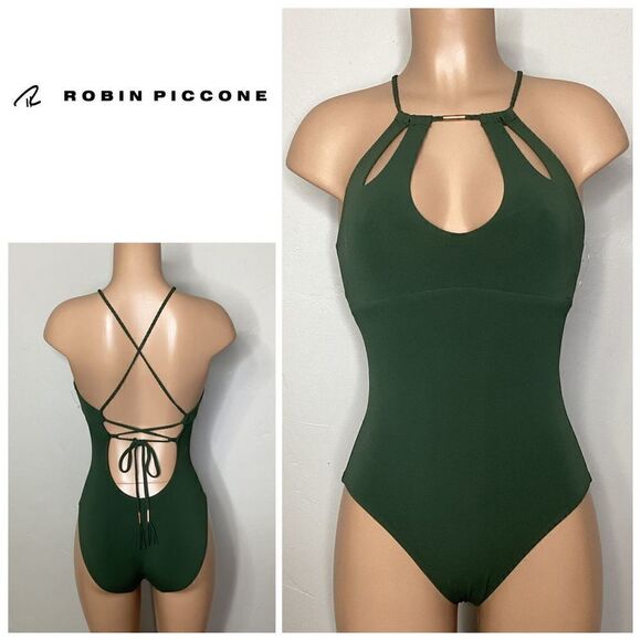 New. Robin Piccone rubine luca high neck one piece cut out swimsuit. - Picture 1 of 6